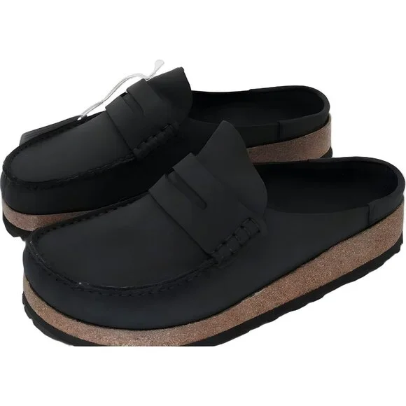 Birkenstock Naples Clog Slip-On Black Oiled Leather Women US 10 EU 41 - Picture 2 of 6